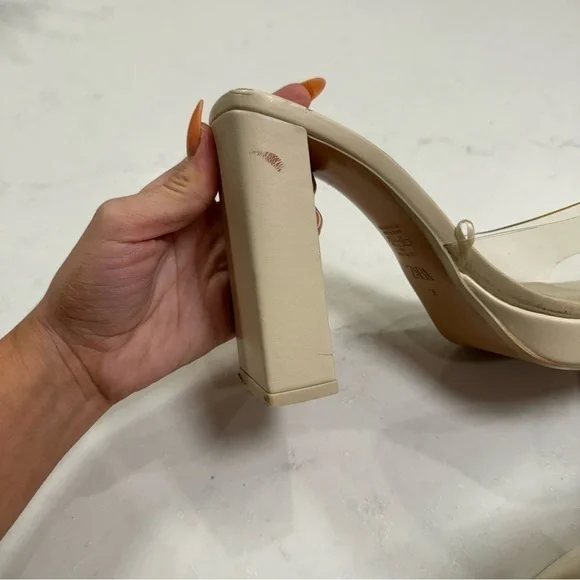 Zara Ivory PVC Platform Sandals - Picture 6 of 8